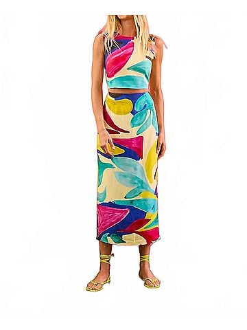 Hunter Bell Royce Cropped Sleeveless Top in Stroke Of Spring (view 2)