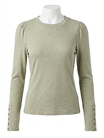 Fate Slub Knit Puff Sleeve Top in Sage (view 1)