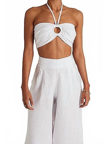 Faithfull the Brand Cyprus Crop Top in Plain White (view 2)