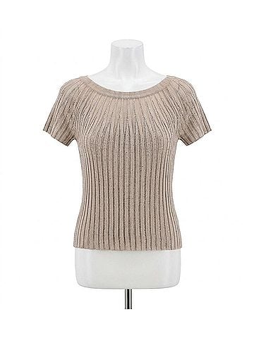 Frank Lyman Design Short Sleeve Rib Top in Champagne (view 1)