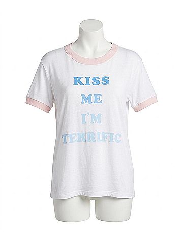 Wildfox Kiss Me Graphic Short Sleeve Tee in Clean White (view 1)