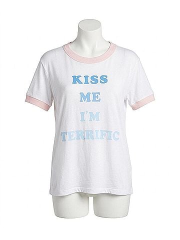 Wildfox Kiss Me Graphic Short Sleeve Tee in Clean White (view 1)