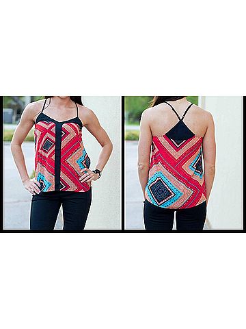 Ya Los Angeles Sleeveless Print With Contrast Detail in Multi (view 2)
