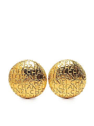 Chanel Gold Plated Logo Engraved Clip On Earrings (view 1)