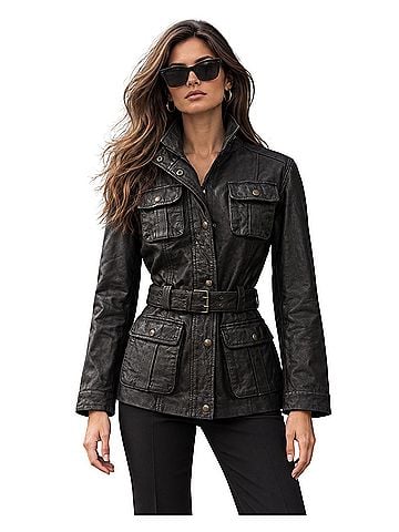 Michael Kors Military Inspired Field Leather Jacket (view 1)
