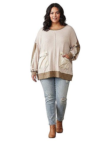 Oddi Boho Mixed Media Thermal Tunic Casual Sweaters (view 2)
