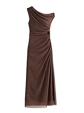 Abercrombie & Fitch Bra-Free Mesh Draped Maxi Dress Cocktail Dress (view 1)