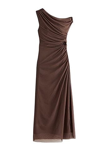 Abercrombie & Fitch Bra-Free Mesh Draped Maxi Dress Cocktail Dress (view 1)