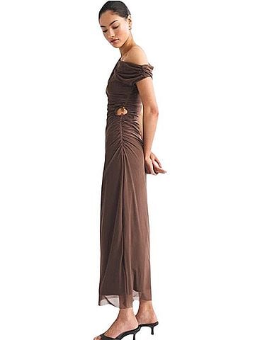 Abercrombie & Fitch Bra-Free Mesh Draped Maxi Dress Cocktail Dress (view 2)