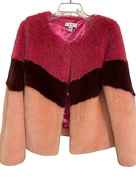 Scripted cropped chevron pattern faux fur Faux Fur Jacket (view 1)
