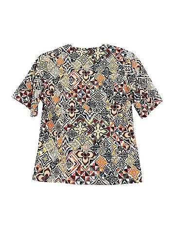 Hale Bob Mosaic Print V-Neck Knit Top Short Sleeve T-Shirt (view 2)