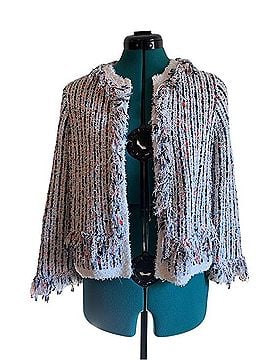 French Connection Light Blue Multi-Color Tweed Fringed Jacket Blazer (view 1)