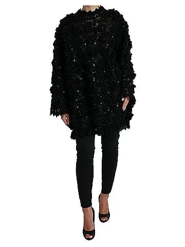 Dolce & Gabbana Black Sequined Embellished Pullover Women's Sweater (view 1)