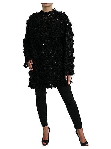 Dolce & Gabbana Black Sequined Embellished Pullover Women's Sweater (view 2)