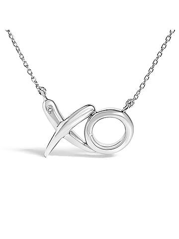 Haus of Brilliance Sterling Silver Diamond Accent XO Pendant Necklace (view 2)