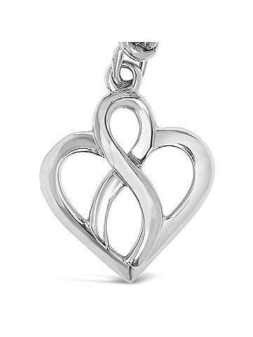 Haus of Brilliance .925 Sterling Silver Open Heart with Center Vertical Infinity Chain Charm Bracelet - Size 7" (view 2)