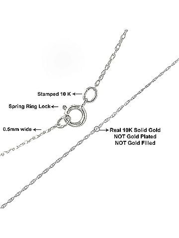 Haus of Brilliance Solid 10K White Gold 0.5mm Rope Chain Necklace. Unisex Chain - Size 16" Inches (view 2)