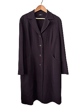 Brioni Dark Plum Single-Breasted Long Coat Coat (view 1)
