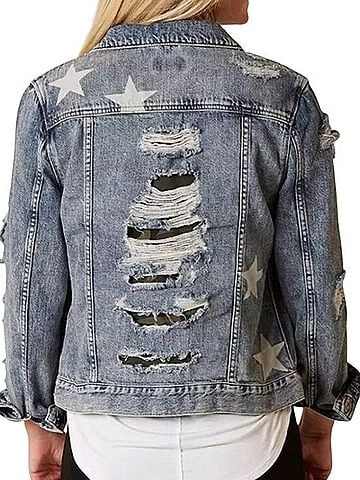 Miss Me Destructed Camo Star Denim Jacket Jacket (view 2)
