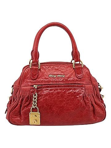 Miu Miu Coffer Convertible Satchel Matelasse Leather Red Leather Handbag (view 1)