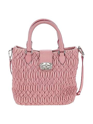 Miu Miu Crystal Convertible Top Handle Matelasse Leather Pink Leather Handbag (view 1)