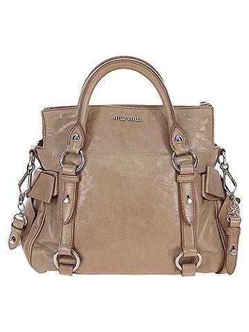 Miu Miu Bow Satchel Cervo Leather Beige Leather Handbag (view 1)