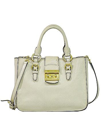 Miu Miu Madras Convertible Lock Leather Beige Leather Tote Bag Bag (view 1)