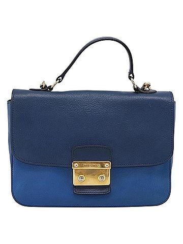 Miu Miu Madras Top Handle Leather Navy Leather Handbag (view 1)