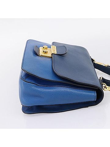 Miu Miu Madras Top Handle Leather Navy Leather Handbag (view 2)