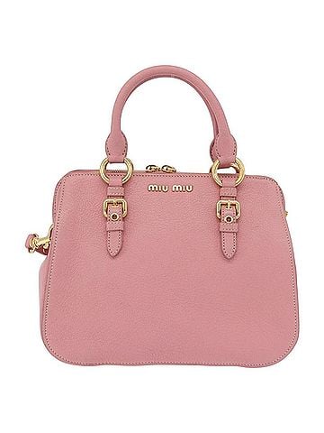 Miu Miu Madras Bowler Leather Pink Leather Handbag (view 1)