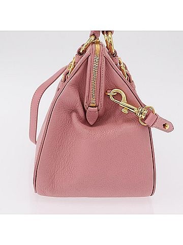 Miu Miu Madras Bowler Leather Pink Leather Handbag (view 2)