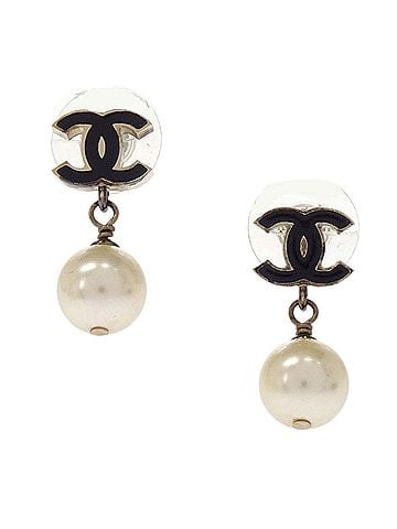 Chanel Cc Dangle Metal With Faux Pearl Gold Gold_Plated Earrings Jewelry (view 1)