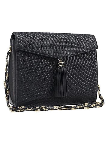 Bally Vintage Chain Quilted Leather Black Leather Shoulder Bag Bag (view 1)