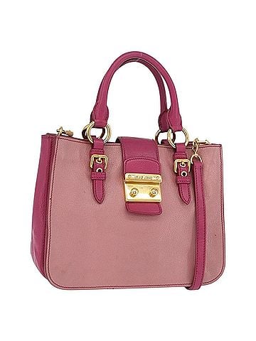 Miu Miu Madras Convertible Lock Leather Pink Leather Tote Bag Bag (view 1)