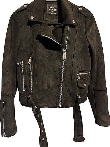 Zara Faux Suede Moto Jacket Jacket (view 1)