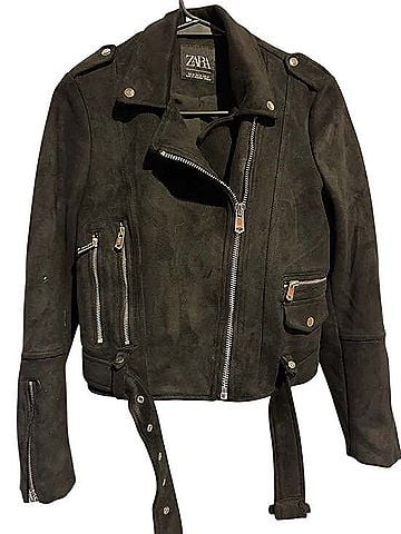 Zara Faux Suede Moto Jacket Jacket (view 2)