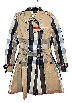 Cache Classic Plaid Print Tench Coat Trenchcoat (view 1)