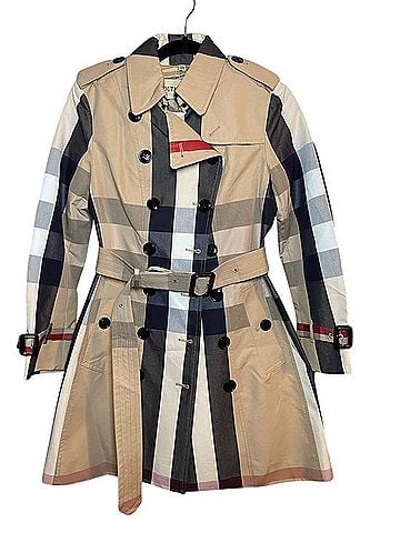 Cache Classic Plaid Print Tench Coat Trenchcoat (view 1)