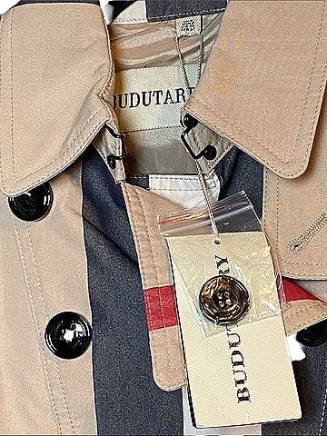 Cache Classic Plaid Print Tench Coat Trenchcoat (view 2)