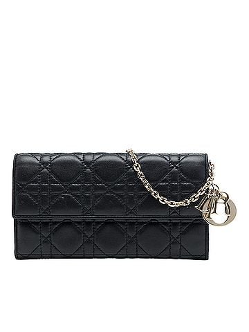 Dior Lambskin Cannage Lady Dior Wallet On Chain (view 1)