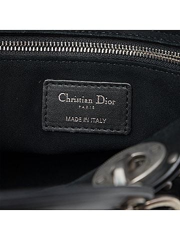 Dior Medium Calfskin Cannage Embossed Flower Studded Supple Lady Dior (view 2)