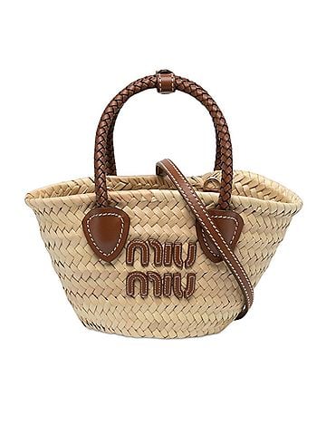Miu Miu Raffia Logo Braided Top Handle Bag (view 1)