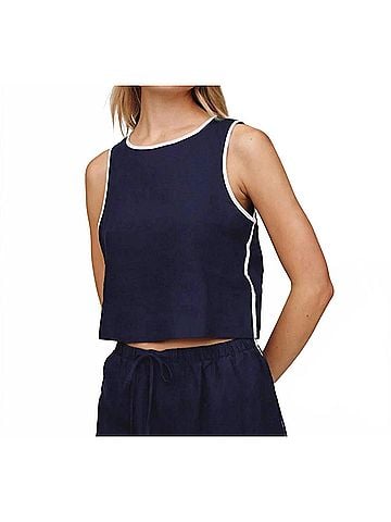 Bella Dahl Contrast Keyhole Tank Top in Nautical Night (view 2)