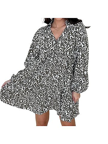 Umgee Babydoll High Low Dress in Mocha Mix (view 2)