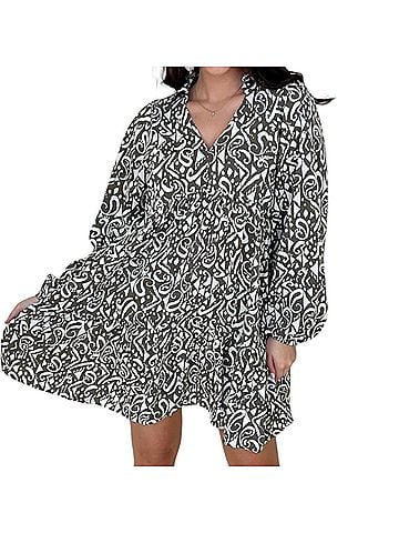 Umgee Babydoll High Low Dress in Mocha Mix (view 2)