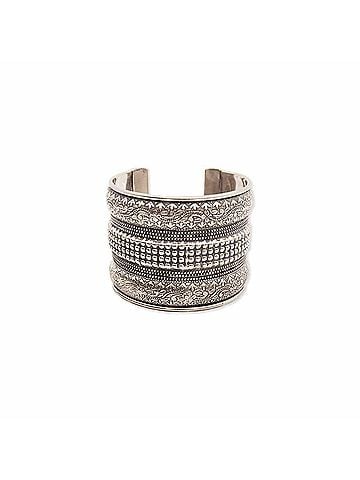 Zad Women's Wide Embossed Floral Cuff Bracelet in Silver (view 1)