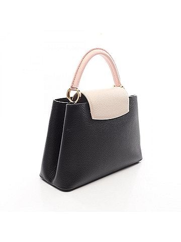 Louis Vuitton Louis Vuitton Capucines MM Noir Crème 2-Way Handbag, Taurillon Leather, Women's, Black, Pink, Ivory, M22512 (view 2)