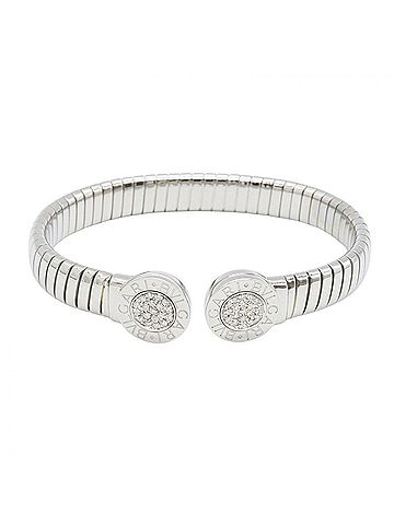 Bvlgari Bvlgari Bulgari Tubogas Diamond Bracelet - Stainless Steel with Diamonds Silver/Clear Tone (view 1)
