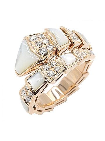 Bvlgari BVLGARI Serpenti XL Mother-of-Pearl Diamond Ring - 18K Pink Gold (PG) Diamond, Women's Tone, Clear White Tone 350669 (view 1)