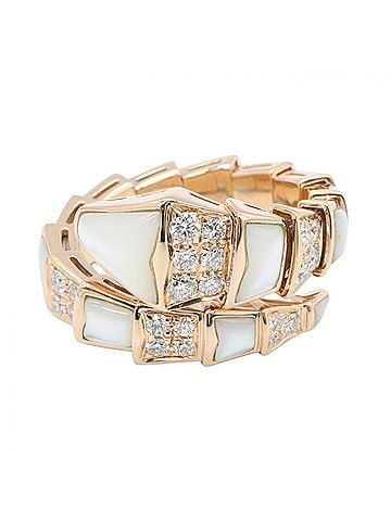 Bvlgari BVLGARI Serpenti XL Mother-of-Pearl Diamond Ring - 18K Pink Gold (PG) Diamond, Women's Tone, Clear White Tone 350669 (view 2)